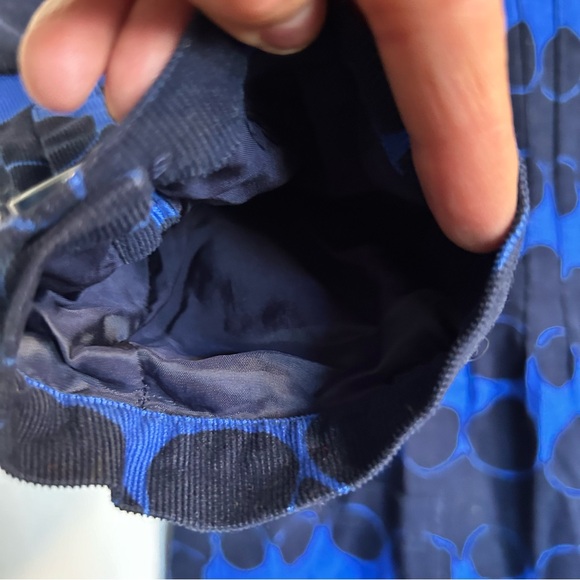 Boden Corduroy Button Front Shirt Dress | Geometric Blues w/pockets | size 12 - Picture 10 of 13